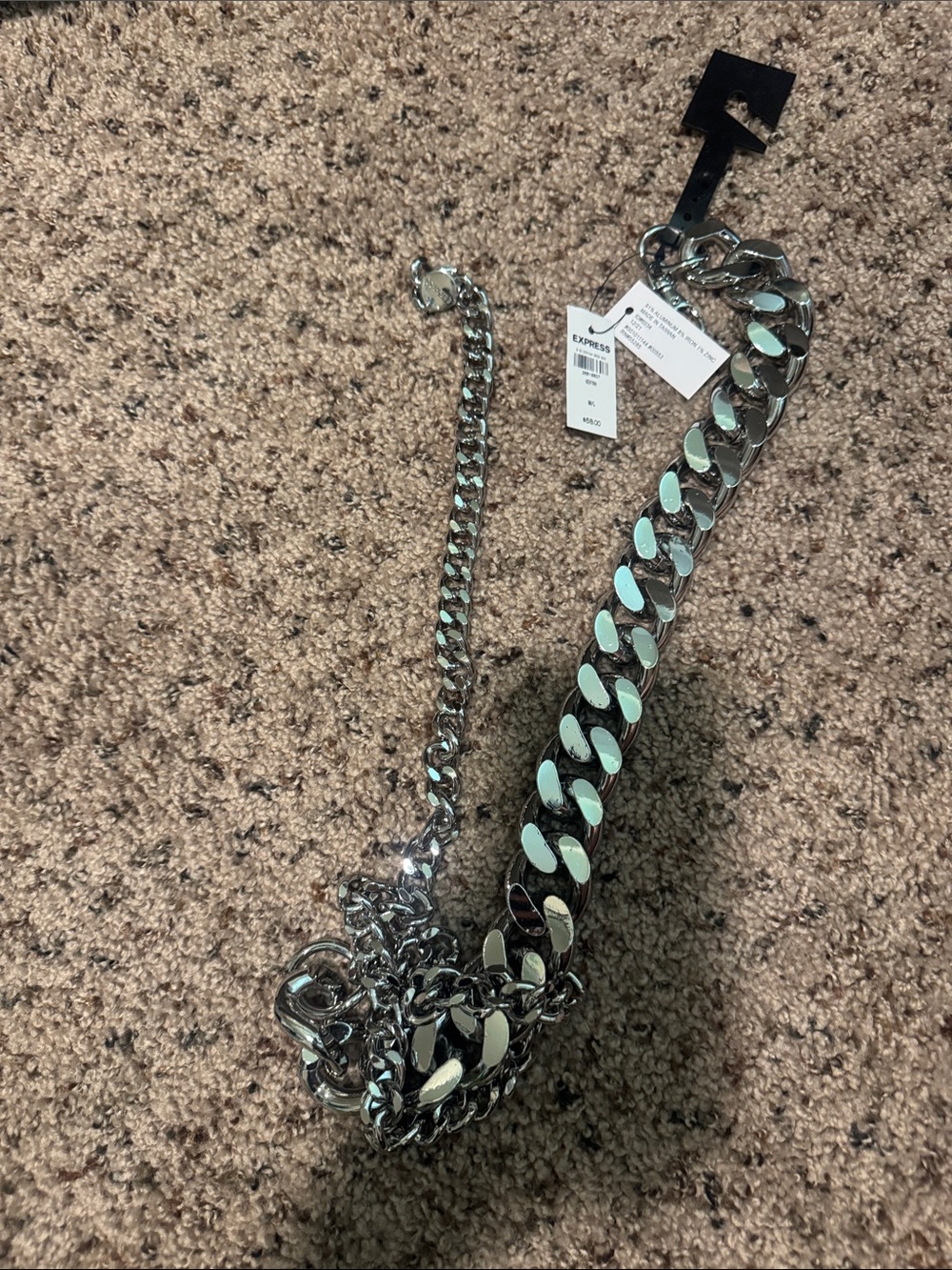Express Polished Silver Chunky Chain belt size M/L
